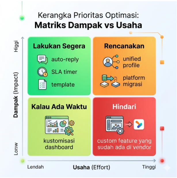 Matrix prioritas optimasi sistem layanan pelanggan berdasarkan dampak dan tingkat kesulitan implementasi